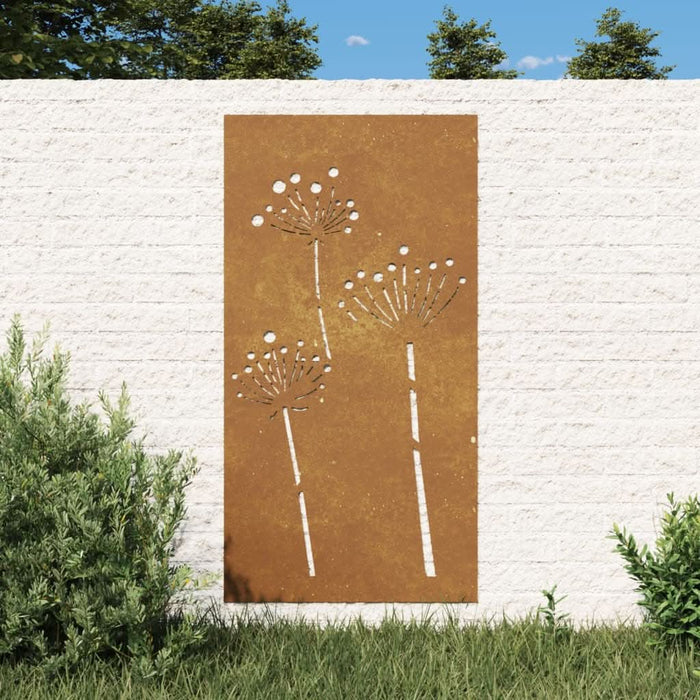 Decor perete de grădină 105x55 cm design flori oțel Corten - WALTI WALTI