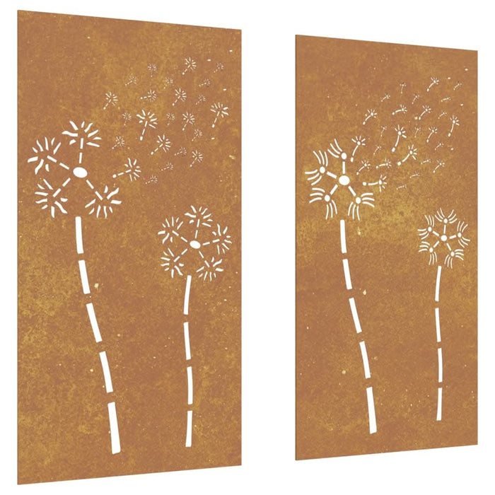 Decor perete grădină 2 buc. 105x55 cm design flori oțel Corten - WALTI WALTI