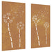 Decor perete grădină 2 buc. 105x55 cm design flori oțel Corten - WALTI WALTI
