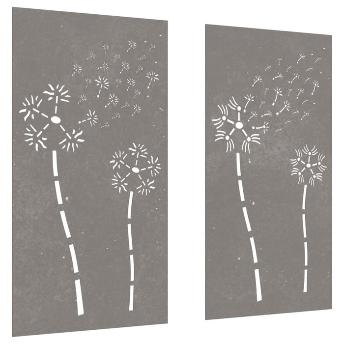 Decor perete grădină 2 buc. 105x55 cm design flori oțel Corten - WALTI WALTI