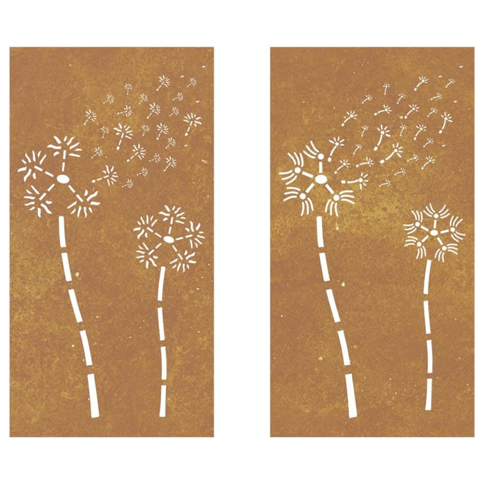 Decor perete grădină 2 buc. 105x55 cm design flori oțel Corten - WALTI WALTI