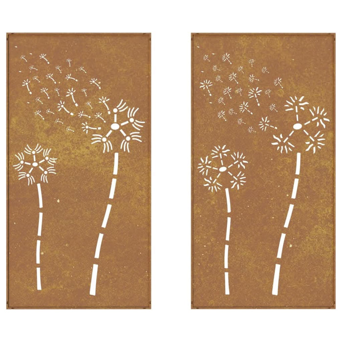 Decor perete grădină 2 buc. 105x55 cm design flori oțel Corten - WALTI WALTI