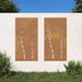 Decor perete grădină 2 buc. 105x55 cm design flori oțel Corten - WALTI WALTI