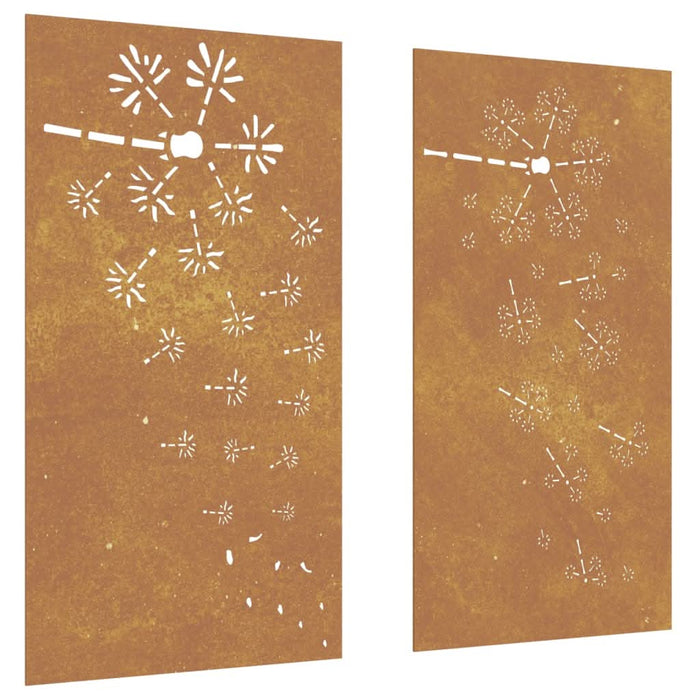 Decor perete grădină 2 buc. 105x55 cm design flori oțel Corten - WALTI WALTI