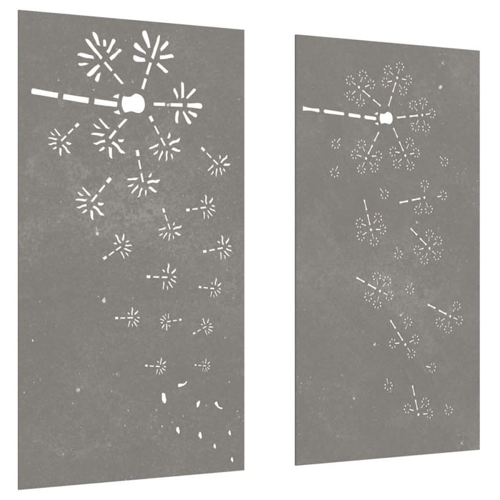 Decor perete grădină 2 buc. 105x55 cm design flori oțel Corten - WALTI WALTI