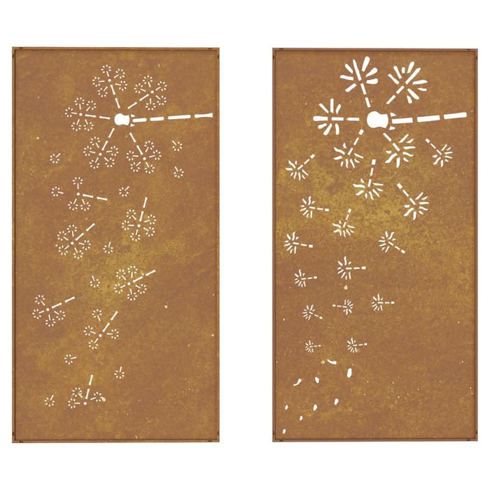 Decor perete grădină 2 buc. 105x55 cm design flori oțel Corten - WALTI WALTI