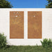 Decor perete grădină 2 buc. 105x55 cm design flori oțel Corten - WALTI WALTI