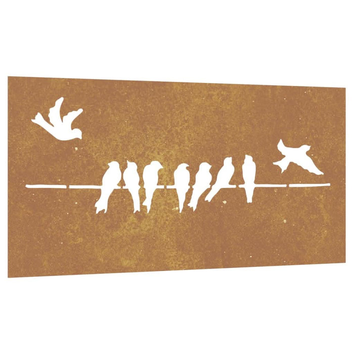 Decorațiune perete grădină 105x55 cm design păsări oțel Corten - WALTI WALTI