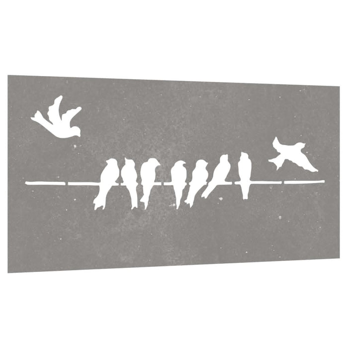 Decorațiune perete grădină 105x55 cm design păsări oțel Corten - WALTI WALTI