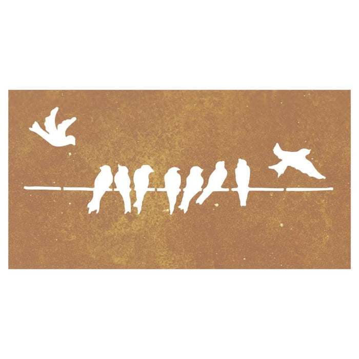 Decorațiune perete grădină 105x55 cm design păsări oțel Corten - WALTI WALTI