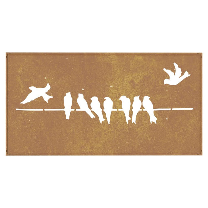 Decorațiune perete grădină 105x55 cm design păsări oțel Corten - WALTI WALTI