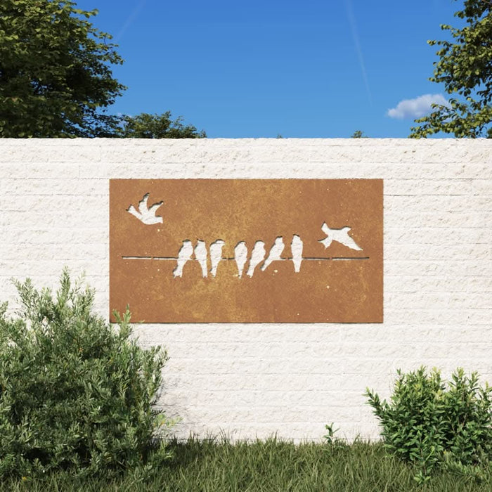 Decorațiune perete grădină 105x55 cm design păsări oțel Corten - WALTI WALTI
