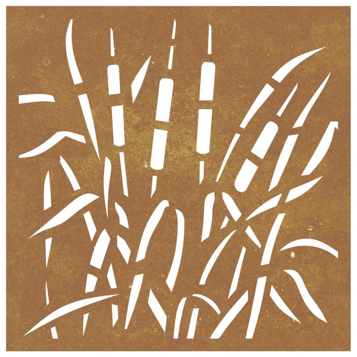 Decor perete de grădină 55x55 cm, design iarba , oțel Corten - WALTI WALTI