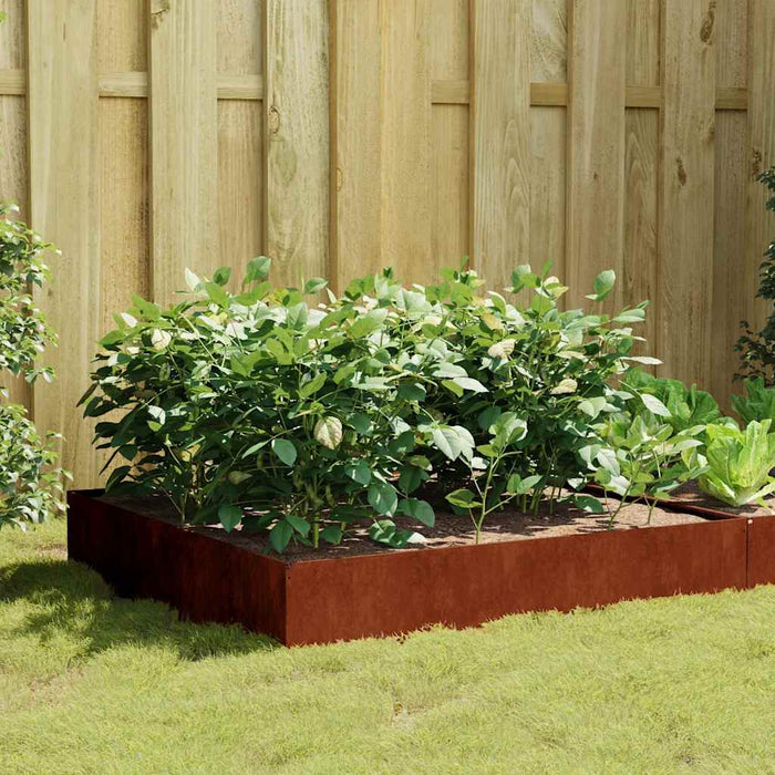 Strat înălțat de grădină, 100x100x33,5 cm, oțel corten - WALTI WALTI