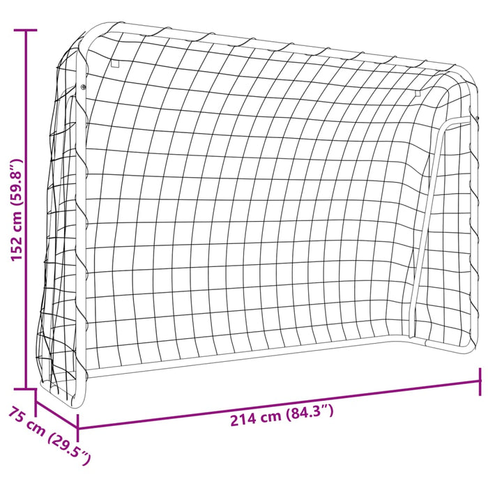 Poartă de fotbal cu plasă, alb, 214x75x152 cm, oțel/poliester - WALTI WALTI