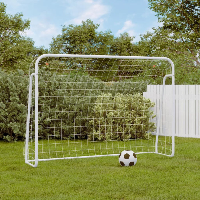 Poartă de fotbal cu plasă, alb, 214x75x152 cm, oțel/poliester - WALTI WALTI
