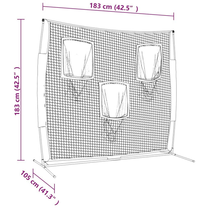 Plasă de baseball portabilă negru/roșu 183x105x183 cm poliester - WALTI WALTI