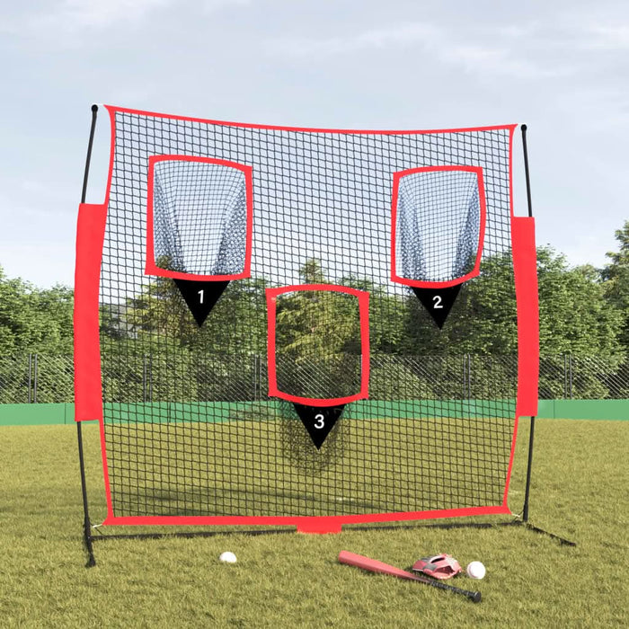 Plasă de baseball portabilă negru/roșu 183x105x183 cm poliester - WALTI WALTI