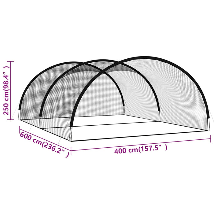 Țarc plasă de lovituri baseball negru 600x400x250 cm poliester WALTI