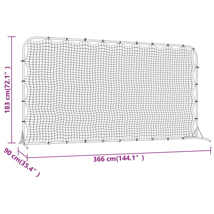 Plasă de ricoșeu fotbal, negru, 366x90x183 cm, HDPE - WALTI WALTI