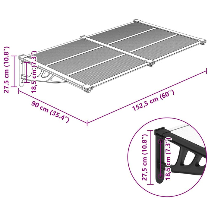 Copertină de ușă, negru și transparent 152,5x90 cm policarbonat - WALTI WALTI