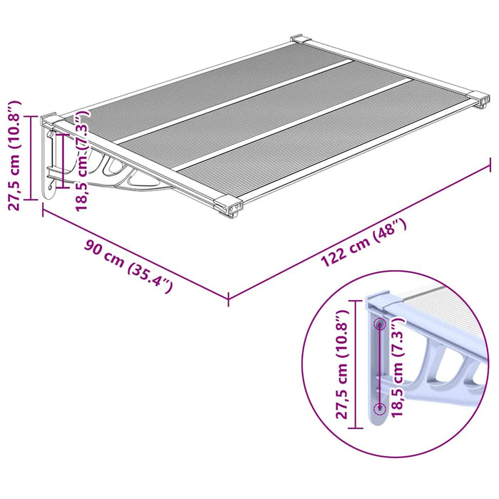 Copertină de ușă, gri și transparent, 122x90 cm, policarbonat - WALTI WALTI