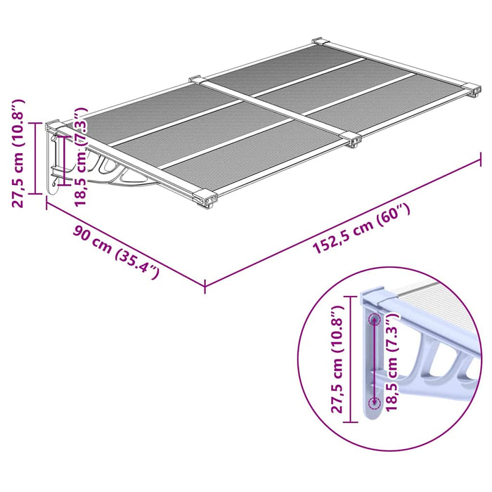 Copertină de ușă, gri și transparent, 152,5x90 cm, policarbonat - WALTI WALTI