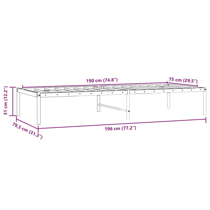 Cadru pat metalic, negru, 75x190 cm - WALTI WALTI