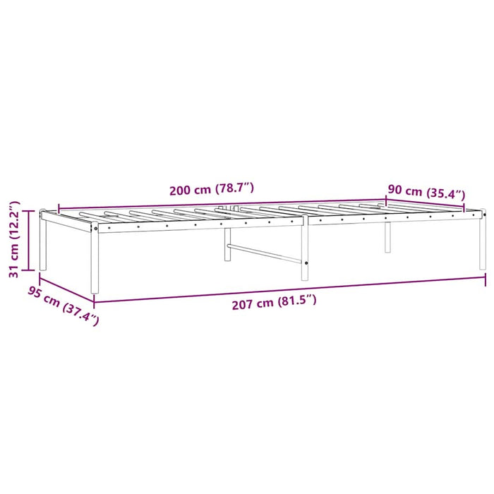 Cadru pat metalic, negru, 90x200 cm - WALTI WALTI