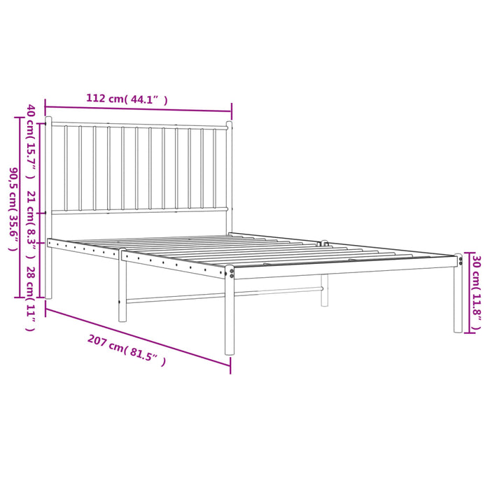 Cadru de pat din metal cu tăblie, negru, 107x203 cm - WALTI WALTI