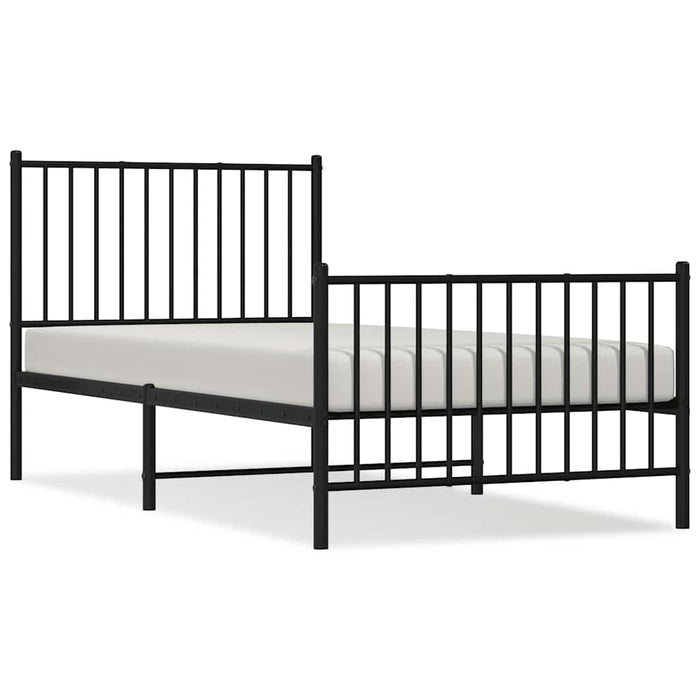 Cadru pat metalic cu tăblii de cap/picioare, negru, 90x190 cm - WALTI WALTI