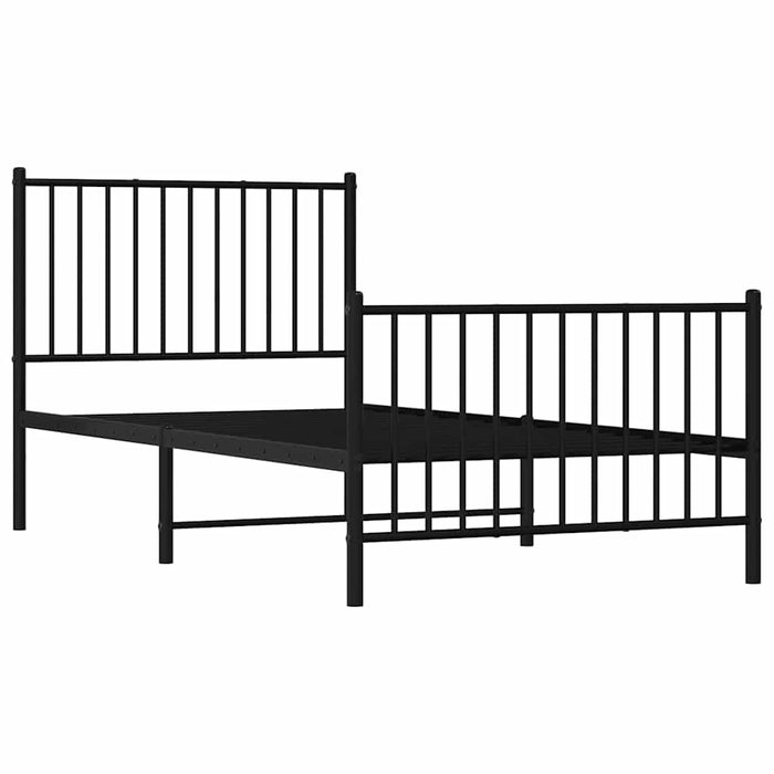 Cadru pat metalic cu tăblii de cap/picioare, negru, 90x190 cm - WALTI WALTI
