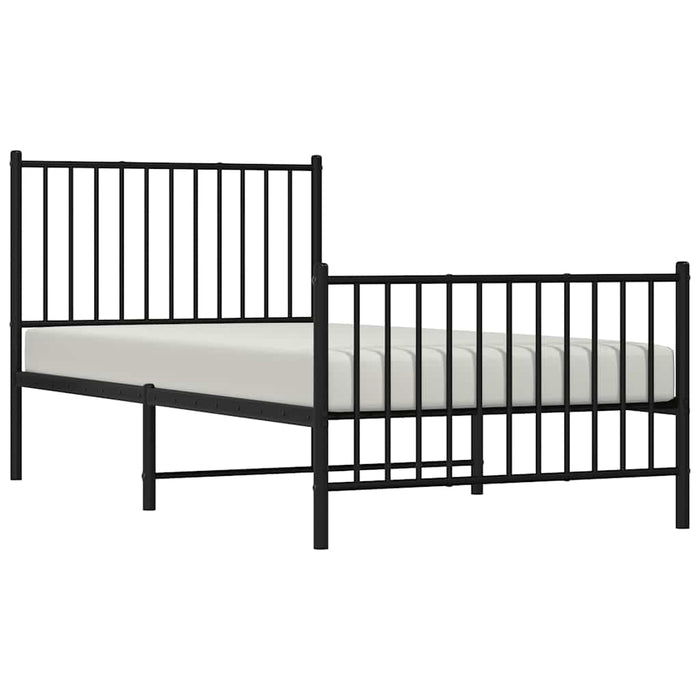 Cadru pat metalic cu tăblii de cap/picioare, negru, 90x190 cm - WALTI WALTI