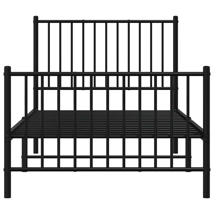 Cadru pat metalic cu tăblii de cap/picioare, negru, 90x190 cm - WALTI WALTI