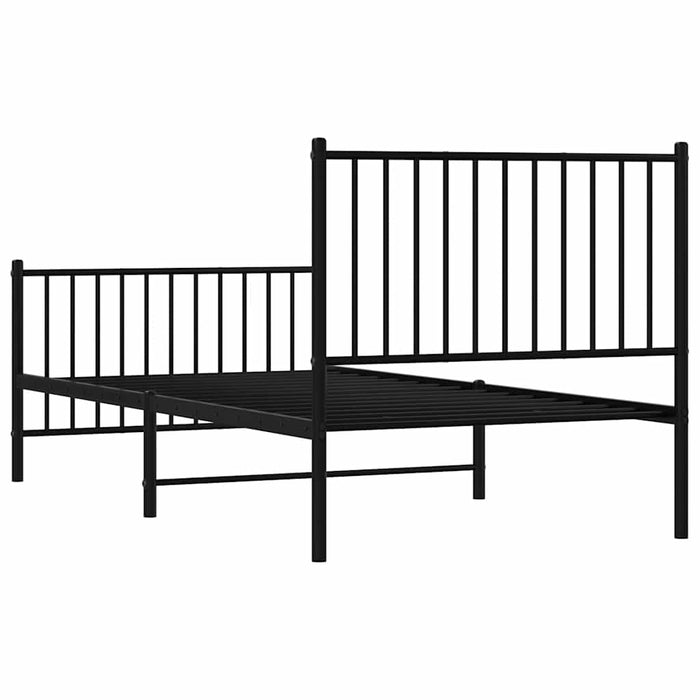 Cadru pat metalic cu tăblii de cap/picioare, negru, 90x190 cm - WALTI WALTI