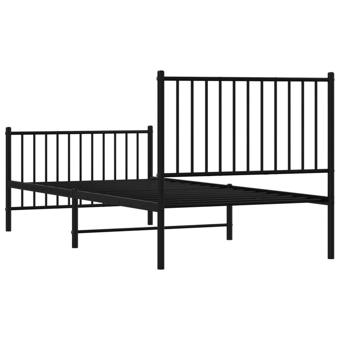 Cadru pat metalic cu tăblii de cap/picioare, negru, 90x200 cm - WALTI WALTI