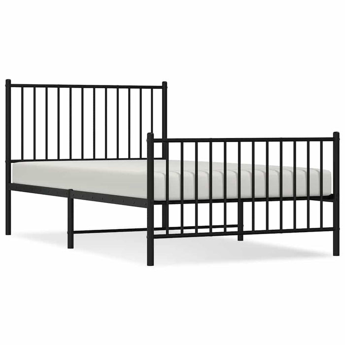 Cadru pat metalic cu tăblii de cap/picioare, negru, 100x190 cm WALTI