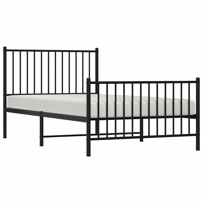 Cadru pat metalic cu tăblii de cap/picioare, negru, 100x190 cm WALTI