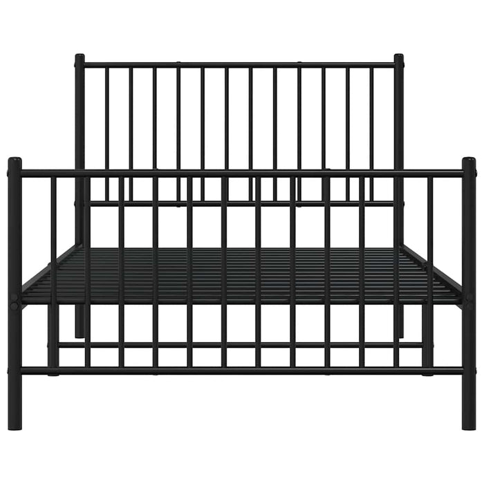 Cadru pat metalic cu tăblii de cap/picioare, negru, 100x190 cm WALTI