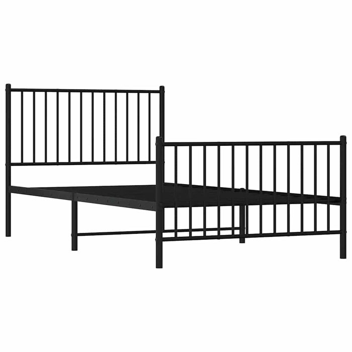 Cadru pat metalic cu tăblii de cap/picioare, negru, 100x200 cm - WALTI WALTI