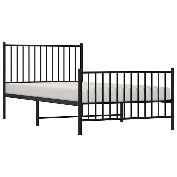 Cadru pat metalic cu tăblii de cap/picioare, negru, 100x200 cm - WALTI WALTI