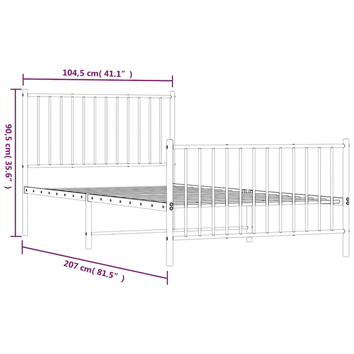 Cadru pat metalic cu tăblii de cap/picioare, negru, 100x200 cm - WALTI WALTI
