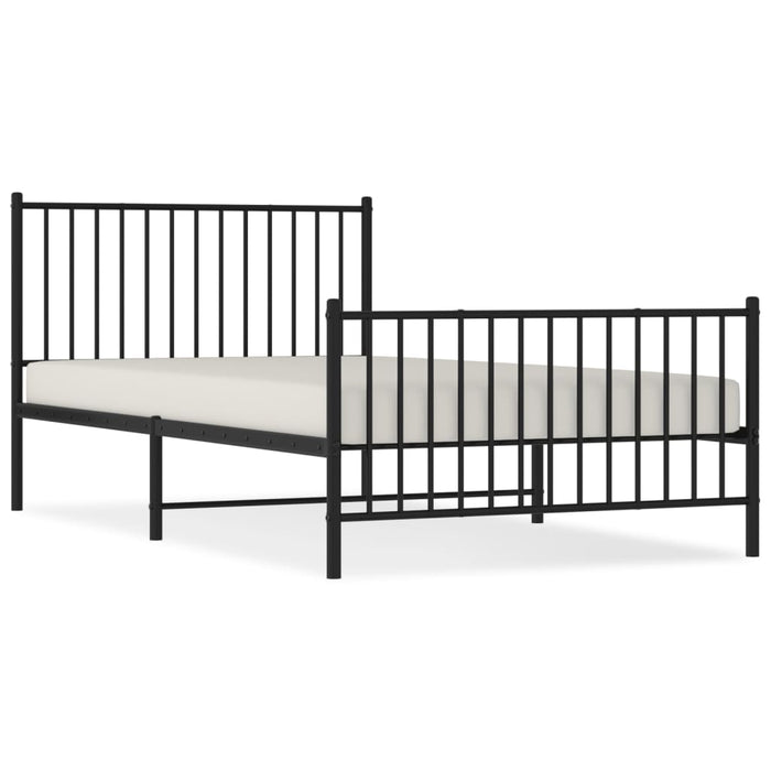 Cadru pat metalic cu tăblii de cap/picioare, negru, 107x203 cm WALTI