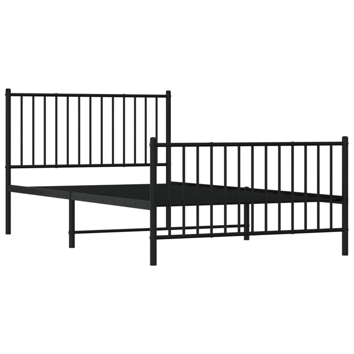 Cadru pat metalic cu tăblii de cap/picioare, negru, 107x203 cm WALTI