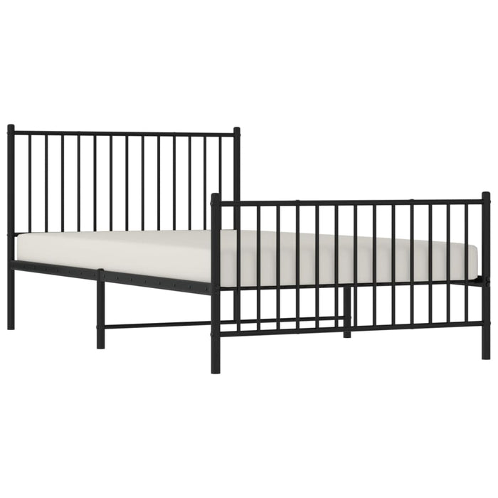 Cadru pat metalic cu tăblii de cap/picioare, negru, 107x203 cm WALTI