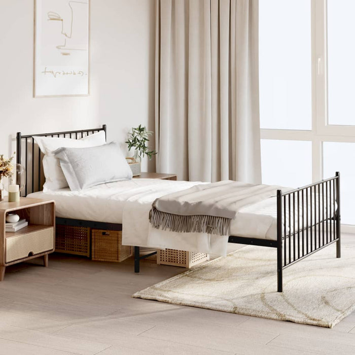 Cadru pat metalic cu tăblii de cap/picioare, negru, 107x203 cm WALTI