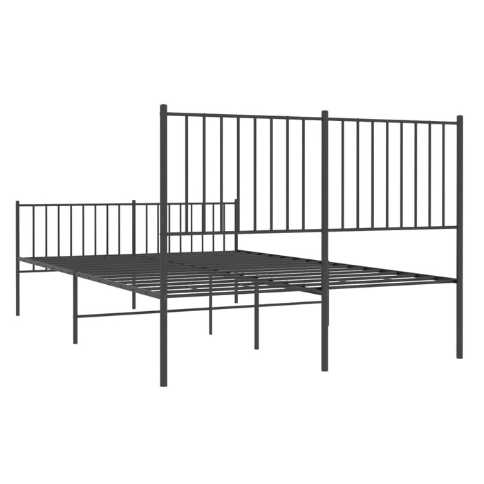 Cadru pat metalic cu tăblie de cap/picioare, negru, 140x190 cm WALTI