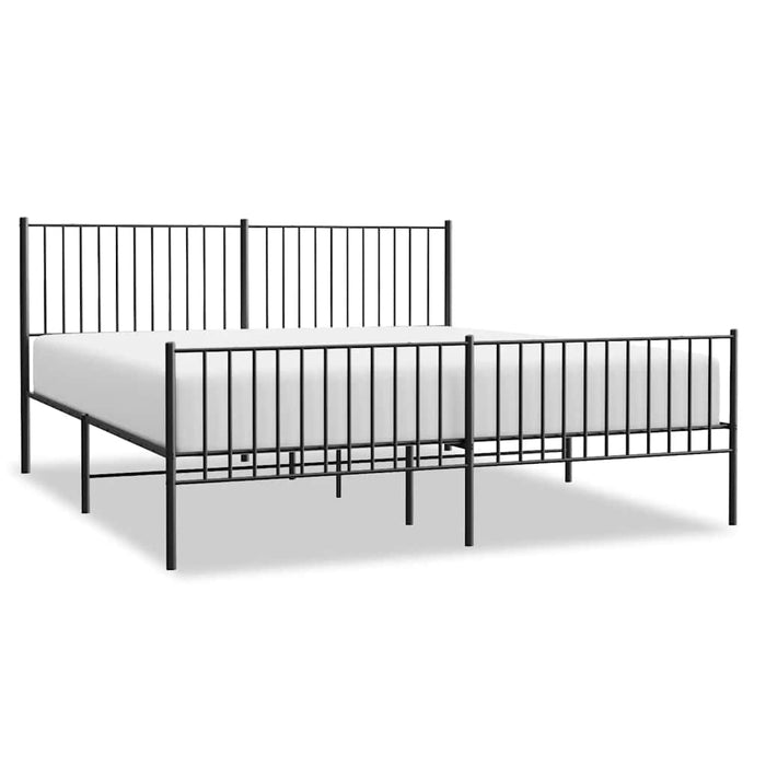 Cadru pat metalic cu tăblii de cap/picioare, negru, 183x213 cm - WALTI WALTI