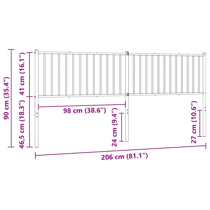 Tăblie de pat de schimb metalică, negru, 200 cm WALTI
