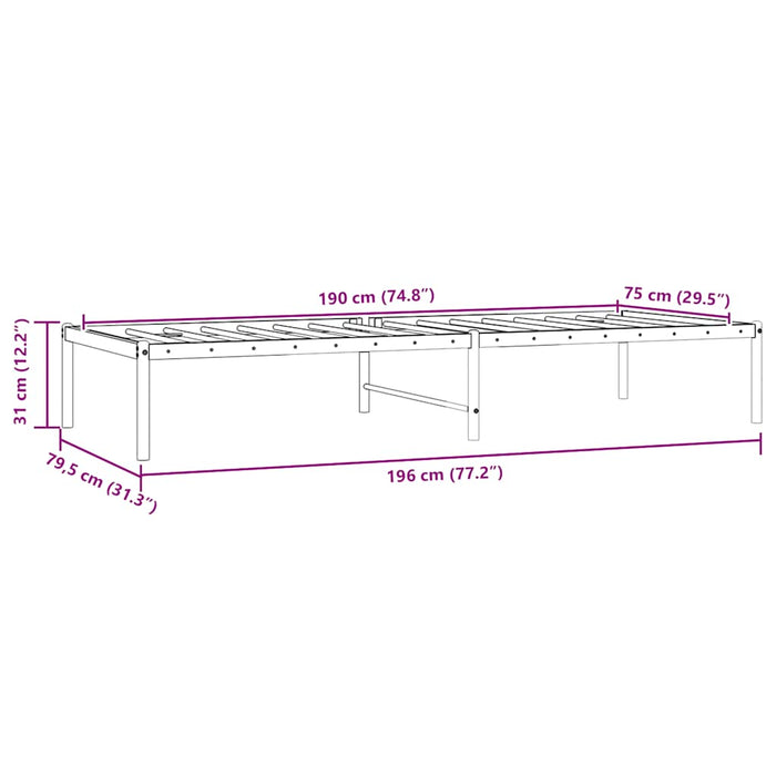 Cadru pat metalic, alb, 75x190 cm - WALTI WALTI